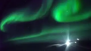 NORTHERN LIGHTS From Airplane Window 4K