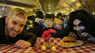 Having dinner with the Monster under my bed 🧟&zwj;♀️ 🍔