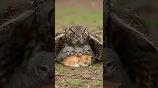 Mother Owl Protects the Little Kitten and Her Brave Rescue Mission #animals #wildlife #cute