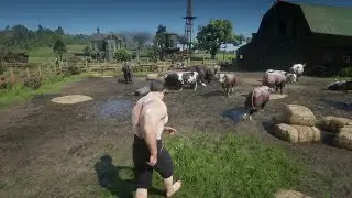 RDR2 - Hunting animals in the farm with Hulk Arthur