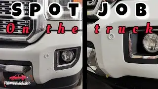Painting a bumper corner without removing it from the truck.