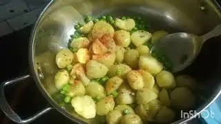 # मटर आलू फ्राई रोटी छाछ #🥰👍