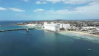 DJI mini 3 pro flying past the Seabourn Odyssey cruise ship over to port lincoln back to wharf