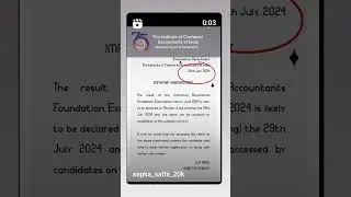 Ca foundation June 2024 result date late evening #shortsindia #result #icai