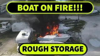Boat on Fire - Boats in Storage in Stuart - Rough Inlet Channel