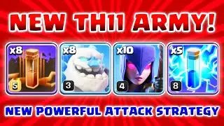 NEW TH11 ARMY | Ice Golem + Witch + Earthquake + Lighting Spell New Powerful Attack Strategy!