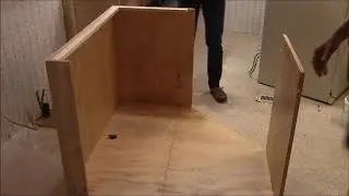 installing the homemade kitchen base cabinets at the lake