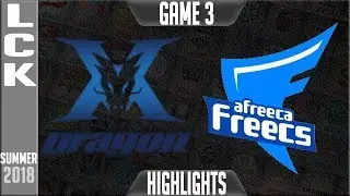 KZ vs AFS Highlights Game 3 | LCK Playoffs round 1 Summer 2018 | King-Zone DragonX vs Afreeca Freecs