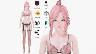 Lingerie clothes 0017 - Rig - Unreal - Unity - Blender - Animated - Realistic - link in description