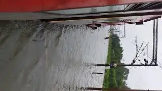 Heavy rain water logging in railway track
