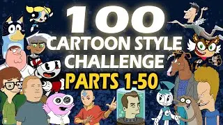 Drawing MYSELF in 100 Cartoon Styles: Parts 1-50