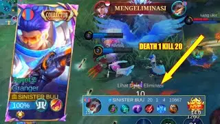 GLOBAL GRANGER VS GUSION!! HYPER CARRY GRANGER FROM 1 DEATH TO 20 KILL!!