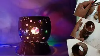 Coconut Shell Table Light Lamp // table lamp kaise banaen // Showpiece table lamp  // lamp drawing 