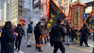 NYC Chinatown Chinese New Year Parade 2024, with Lion Dance and Firecrackers