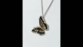 Amber Sterling Silver Butterfly Necklace Pendant