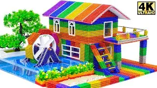 DIY - How to build a swimming pool next to a two story house from a Magnetic Balls