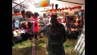 Shelltoe Mel dancing in a field in Doune