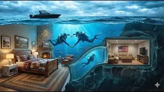 This man Built a SECRET HOUSE inside an UNDERWATER CAVE — Building a house in the open sea (ASMR)