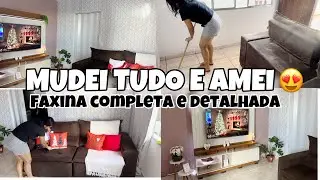 FAXINA COMPLETA MUDEI TUDO NA SALA ME SURPREENDI 🥰DECEPÇÃO NOVA-LIMPEZA PESADA TAPETE NOVO 🎉#dicas