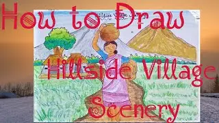 Drawing -Hill Side Village Scenery || Simple Drawing || Oil Pastels || AH KIDS ART (Practice 72)