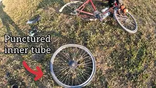 Cycling through Europe E63 - my first puncture!