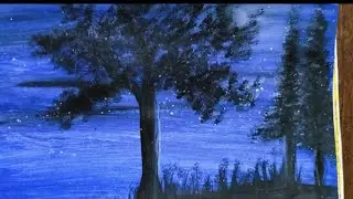 Easy Night scenery painting 🖌️🎨 #viral #trending#nature #love#art #viralvideo #creative#beautiful 🥰