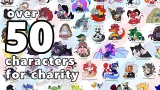 Drawing 50+ characters for charity! [1 hour chill art speedpaint]