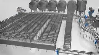 Ripening cheese production line - 3D animation