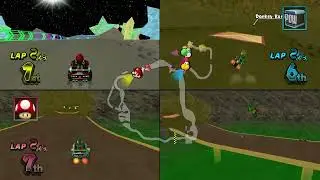 Lunar Spaceway - Mario Kart Wii Custom Track 3 Player Splitscreen (150cc)
