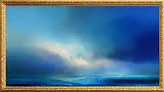 Midnight Ocean Frost | Vintage Gold Frame | 4K TV Art Screensaver | Abstract Seascape Painting