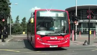 (HD) London buses on Routes W19, W15 & 97 leave Walthamstow Bus Station
