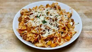 ITALIAN PEPPER PASTA / Beef Dinner Ideas / Ground beef recipes / Spaghetti Recipe