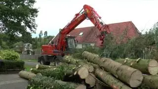 Bomenrooien in Noordwolde-Zuid door bomenrooierij Patrick Veenstra mbv telescoopkraan