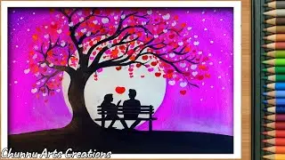Romantic couple drawing Painting | romantic couple Shadow painting step by step | couple painting |