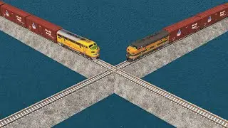 Weird Mistake Double Crossing Rail Bridge vs Train vs Deepwater - BeamNG.Drive