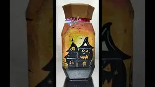 Halloween pintado en una botella #botellapintadahalloween # botella decorada