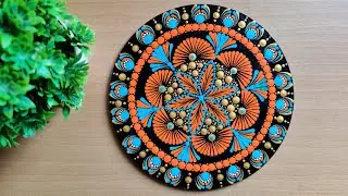 Orange Dot Mandala Painting | Dot Mandala Art for Beginners | Dotting Art