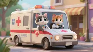 Two Kittens Help the Doctor Drive the Ambulance | Nursery Rhymes & Kids Songs