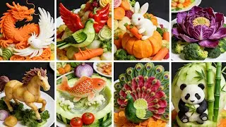 Fruit carver, making a heart-shaped watermelon exquisite arrangement