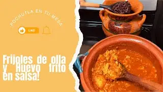 Sabor a casa: frijoles de olla con huevo frito en salsa tradicional!
