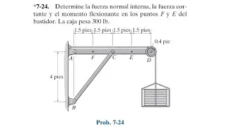 Cap&iacute;tulo 7: Fuerzas Internas. Problema 7-24 (Est&aacute;tica R.C. Hibbeler. 12a Ed.)