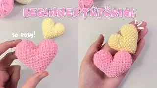 crochet puffy heart beginner tutorial | heart amigurumi keychain | easy crochet project idea