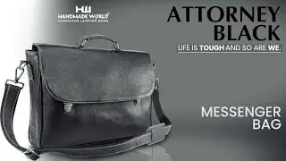 Attorney Black Leather Briefcase By Handmade World | Crossbody | Shoulder