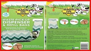 Bags on Board Dog Poop Bags Dispenser with 14 Refill Bags | Attaches to Most Leashes, Green