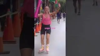 Arriving to hot yoga in style💖🛼