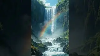 Majestic Rainbow Waterfall 🌊 | Relaxing Nature Paradise ✨ #waterfall #nature #natureescape