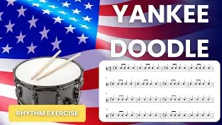 🇺🇸 4th of July Snare Drum Play-Along | Yankee Doodle Rhythm Exercise with Sheet Music 🥁