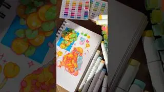 trying Ohuhu alcohol markers ✨ #ohuhu #ohuhuart #ohuhumarkers #sketchbook #alcoholmarkers