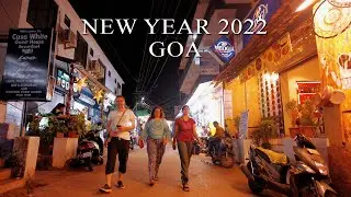 Walking in GOA - New Year 2022 Nightlife in Arambol Beach Road, Goa | Binaural Sounds | 4K ASMR