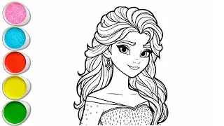 Cute Elsa Frozen Drawing for kids, Painting & Coloring for kids, Toddlers | Let's Draw Together